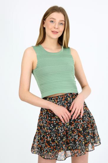 BİSİKLET YAKA KADIN TRİKO CROP TOP